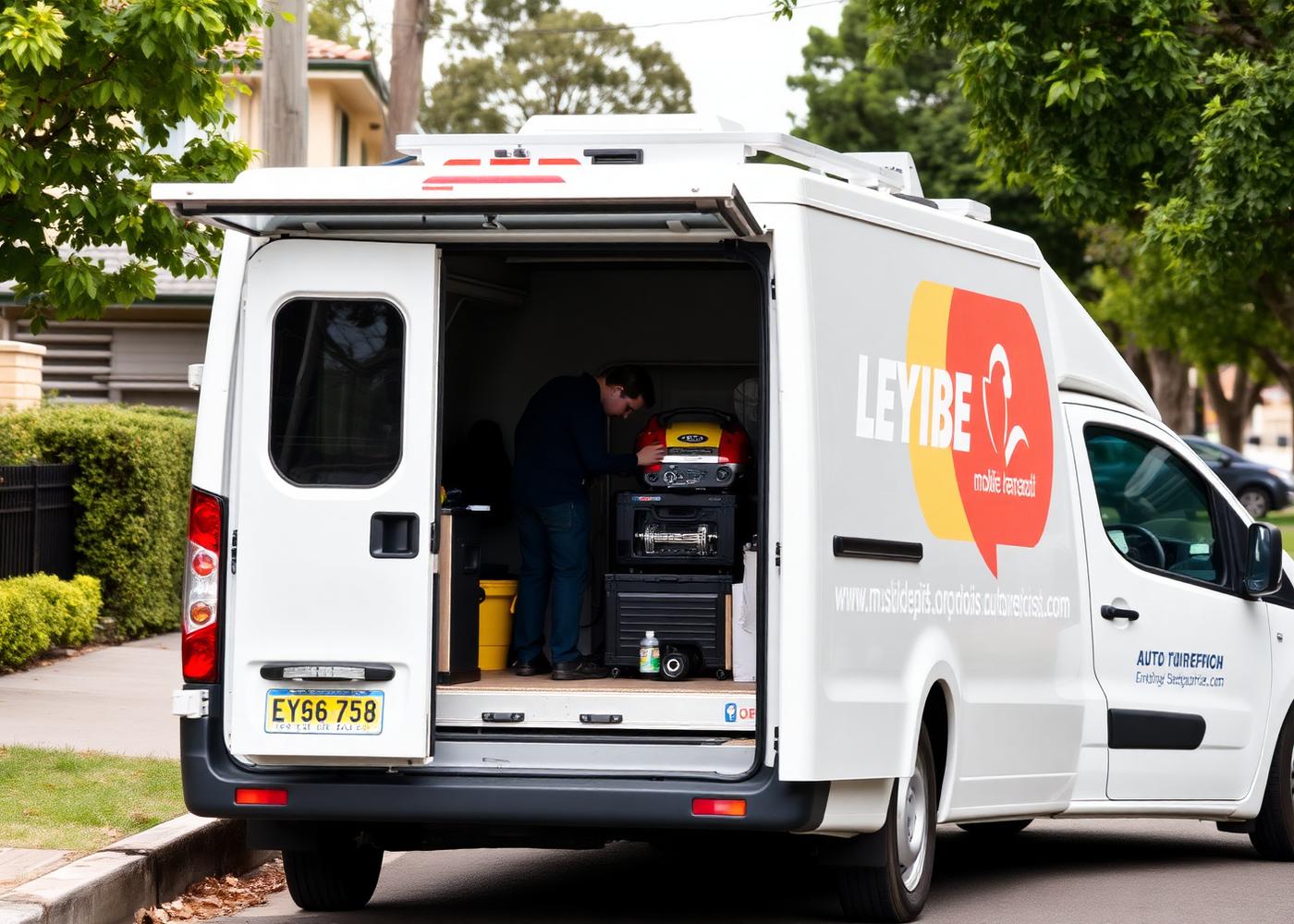 Mobile auto repair van parked on a Sydney street